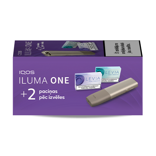 IQOS ILUMA ONE ierīce Pebble Beige krāsā un 2 LEVIA paciņas