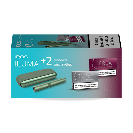 IQOS ILUMA Moss Green un 2 TEREA paciņas